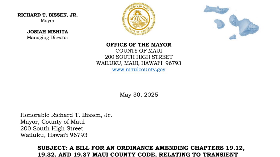 Aerial view Wailuku, Maui, Hawaii.